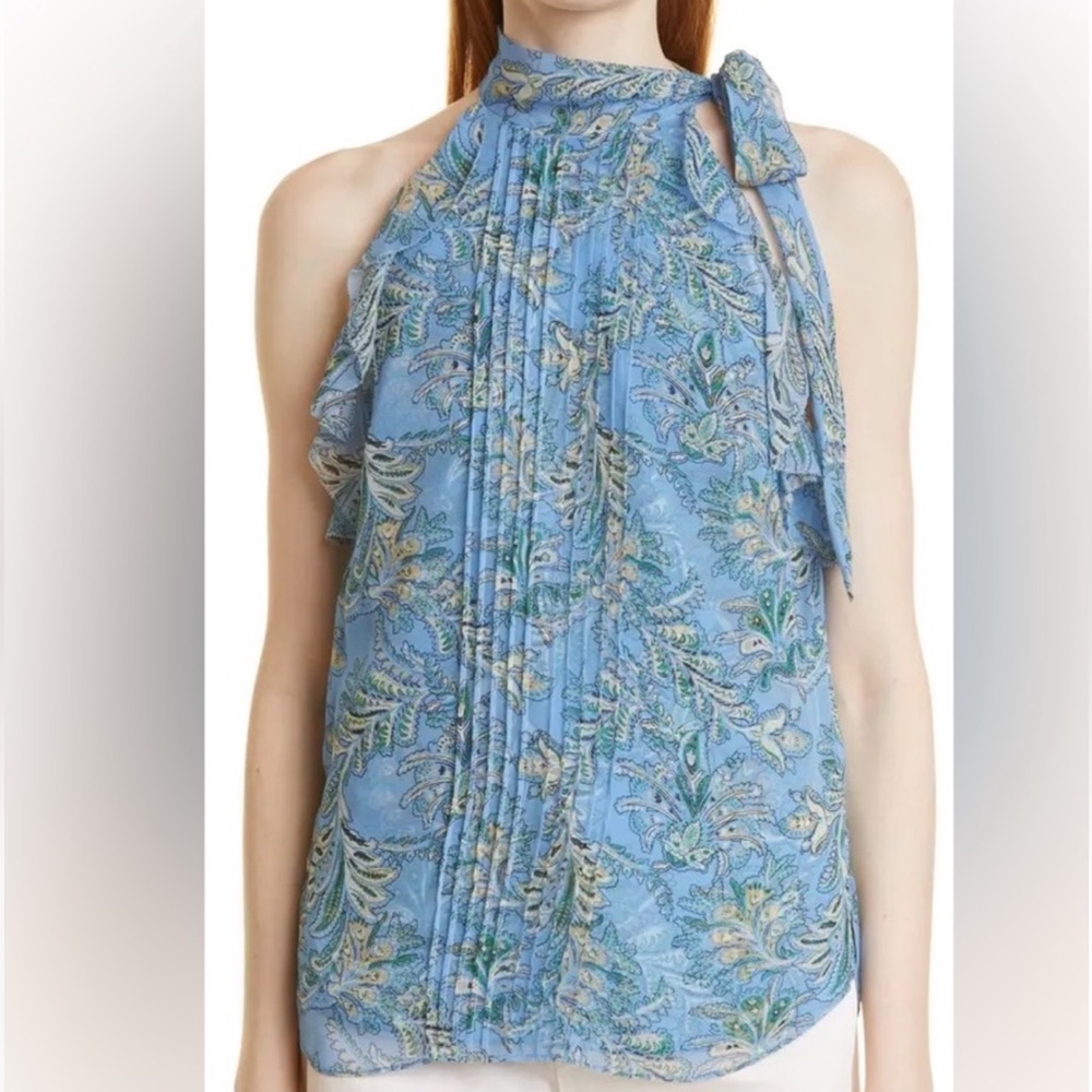 Veronica Beard Blue and Green Patterned Top